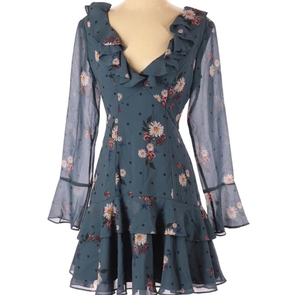 Keepsake The Label Blue Floral Casual Dress - Picture 3 of 10